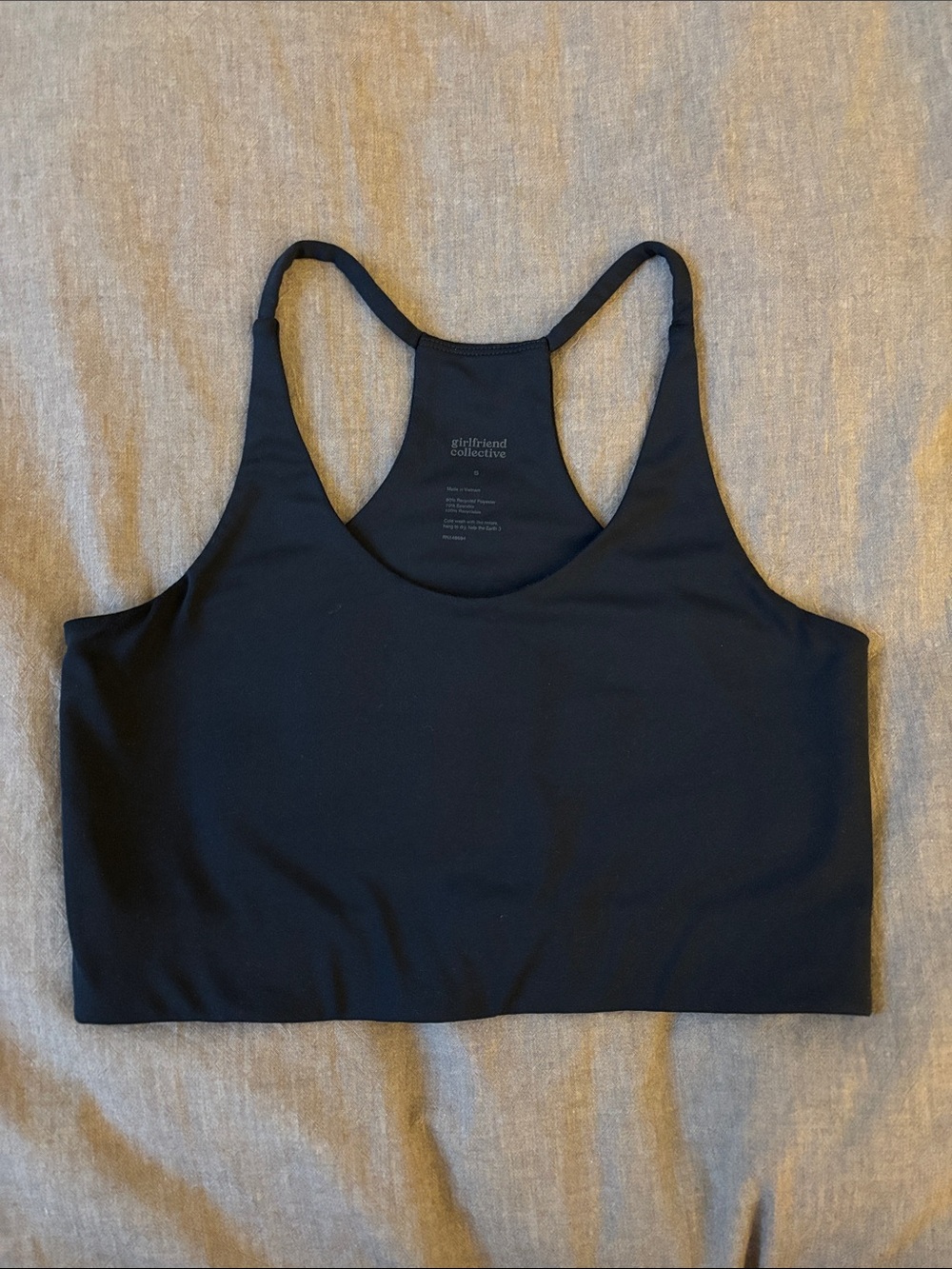 girlfriend collective navy racerback sports bra